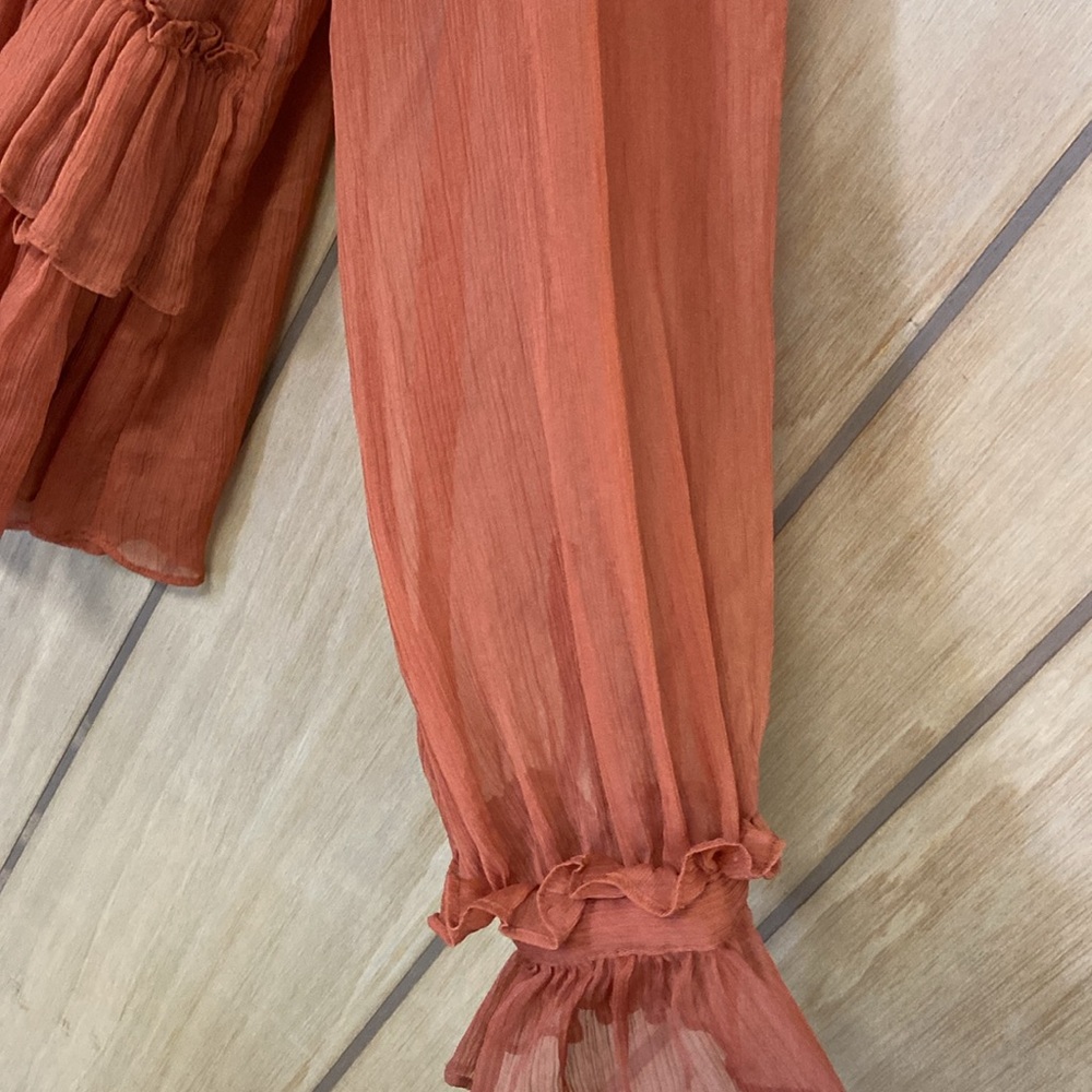 Women's Ruffled Orange Top - Picture 3 of 4
